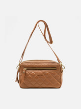 Bolsa em Couro Tiracolo Matelassê Caramelo